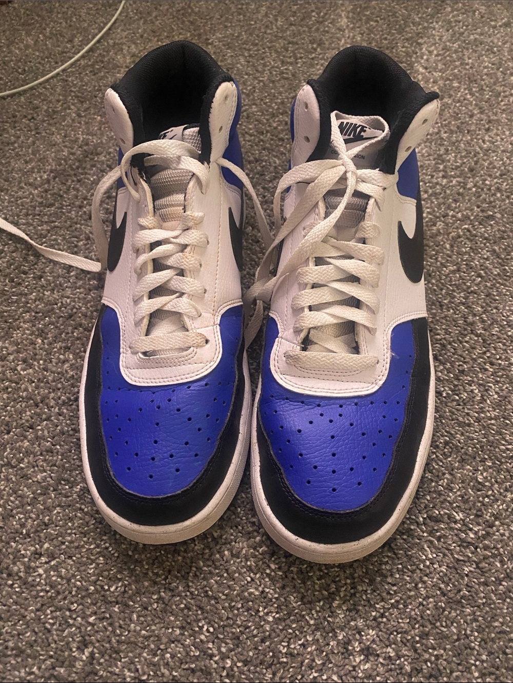 Nike High-Top Sneakers in White, Blue & Black